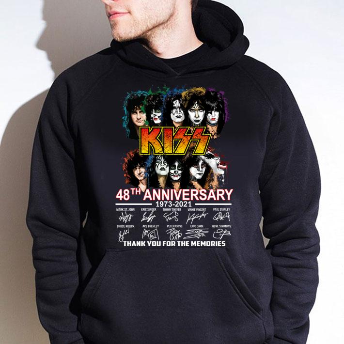 Kiss band 48th anniversary 1973-2021 signatures thank you for the memories t-shirt hoodie