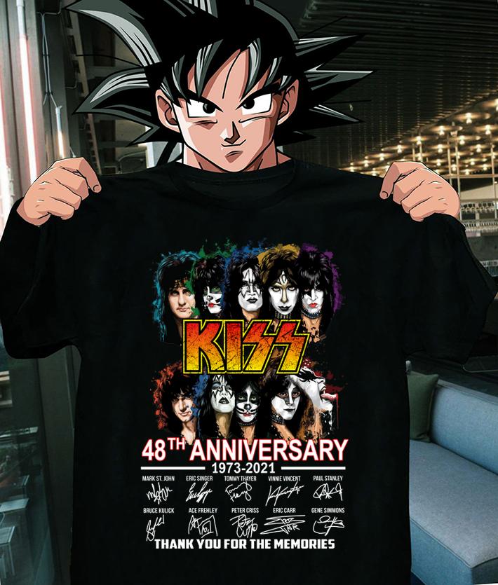 Kiss band 48th anniversary 1973-2021 signatures thank you for the memories t-shirt shirt