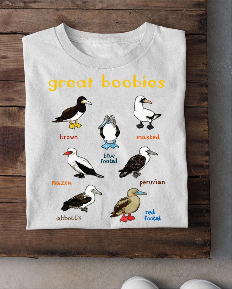 Great Boobies Brown Blue Footed Masked t-shirt shirt