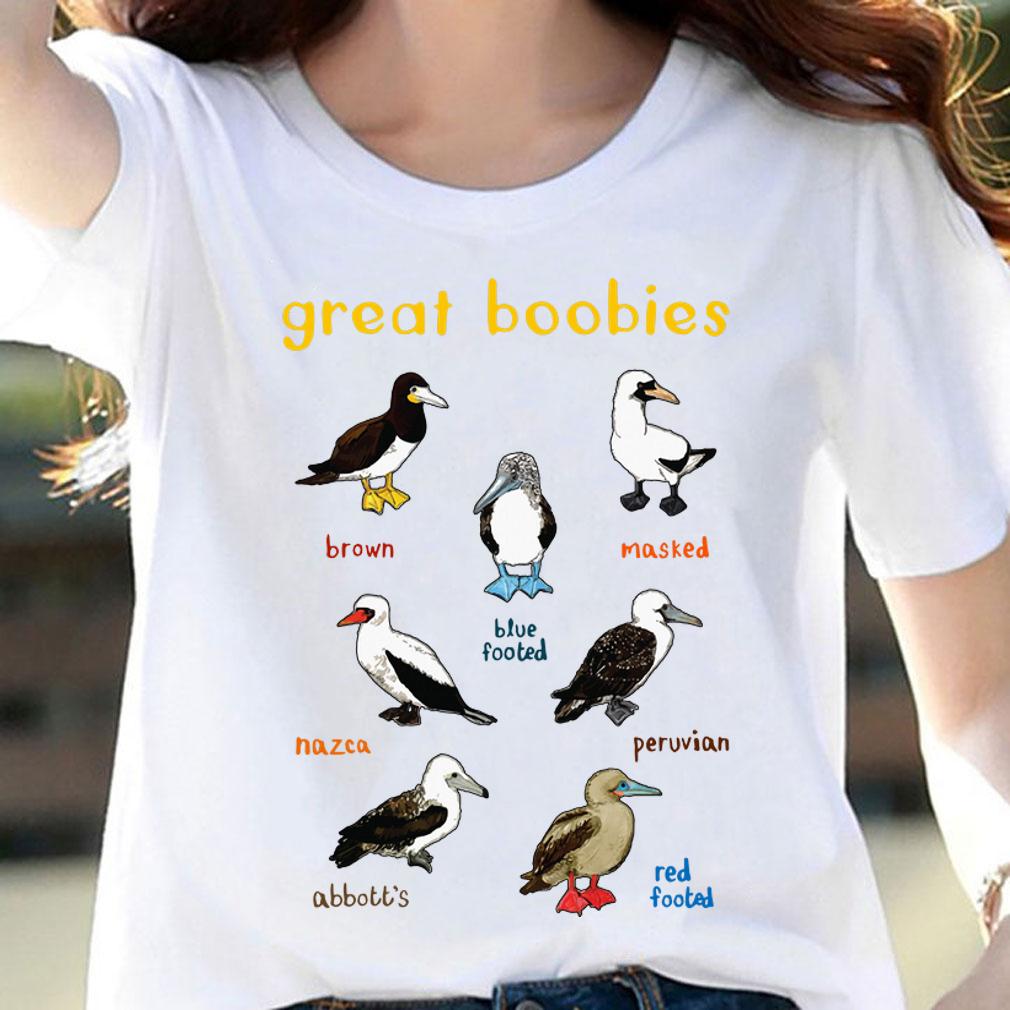 Great Boobies Brown Blue Footed Masked t-shirt woman shirt