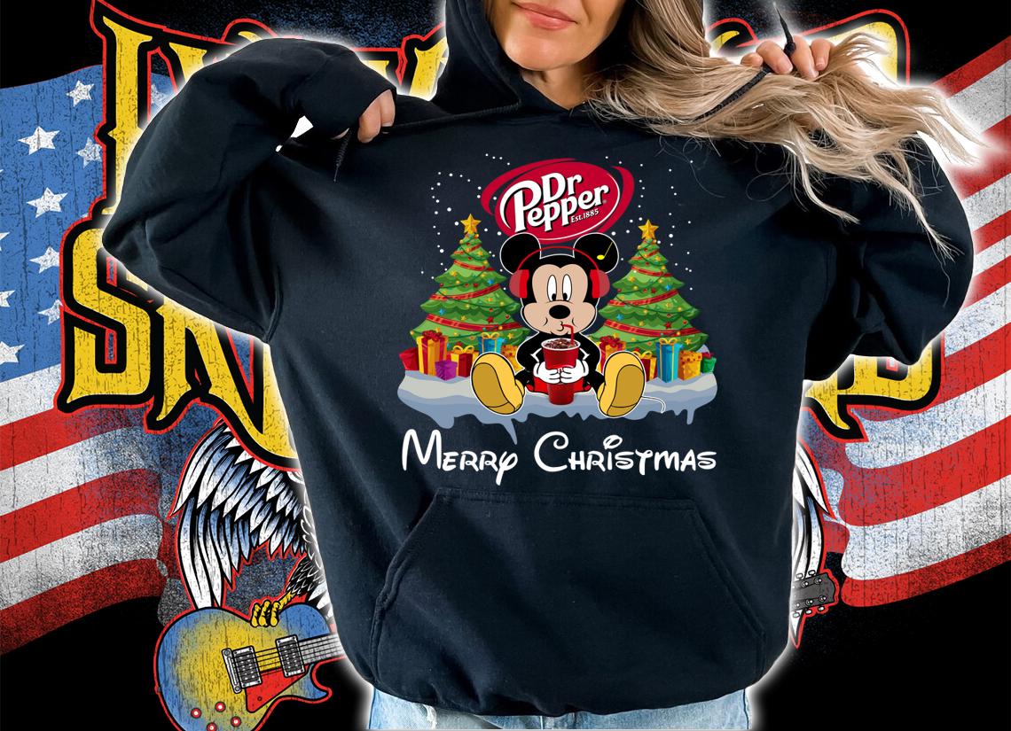 Hot Disney Mickey Mouse Drink Dr Pepper Merry Christmas t-shirt hoodie