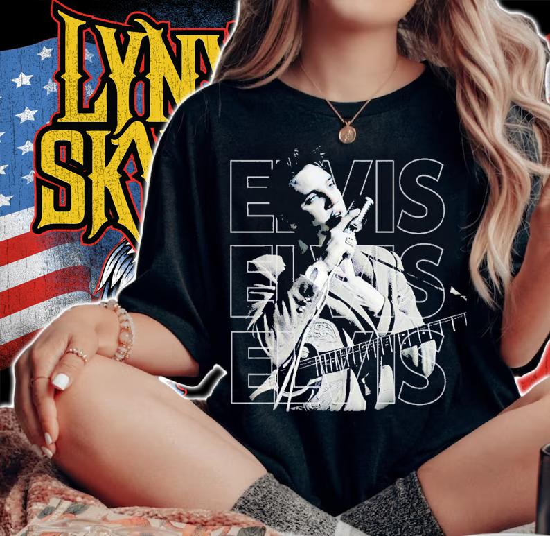Elvis singer play guitar repeat shirt t-shirt woman shirt