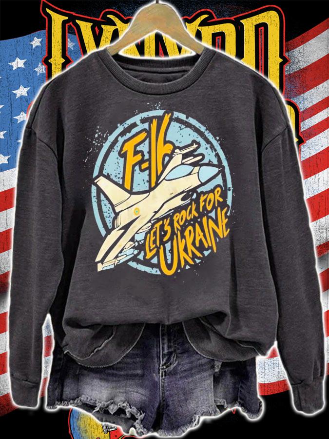 F-16 let's rock for Ukraine shirt t-shirt sweatshirt