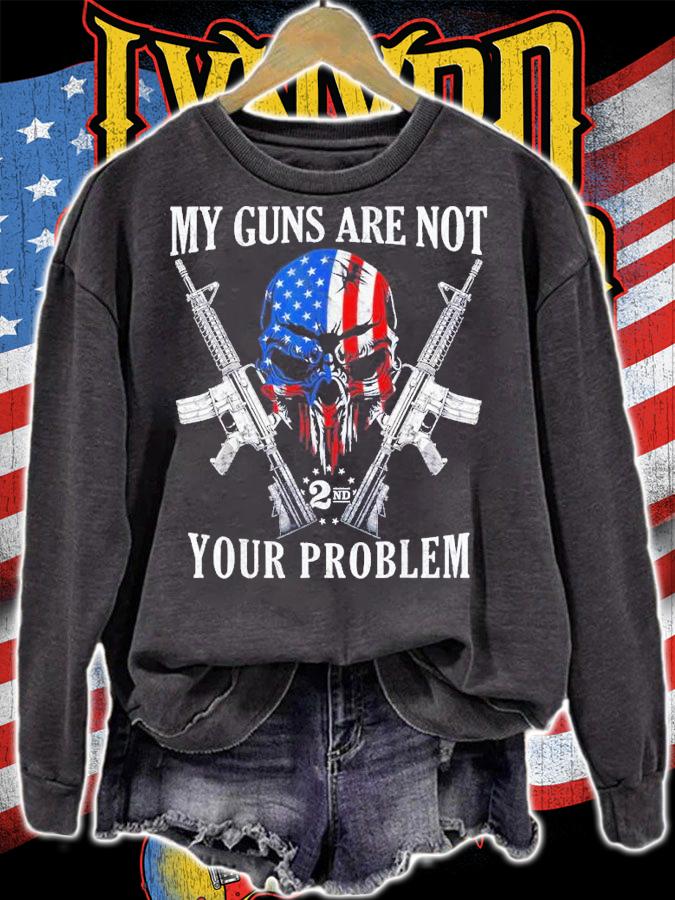 My Guns Are Not Your Problem AR15 American Flag 2A Skull Shirt t-shirt sweatshirt