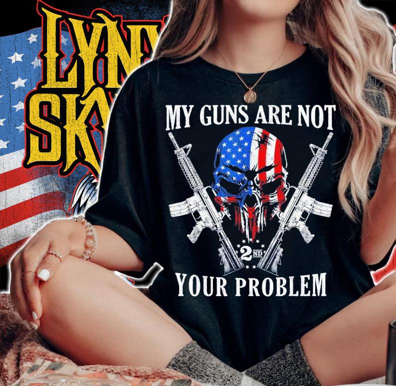 My Guns Are Not Your Problem AR15 American Flag 2A Skull Shirt t-shirt woman shirt