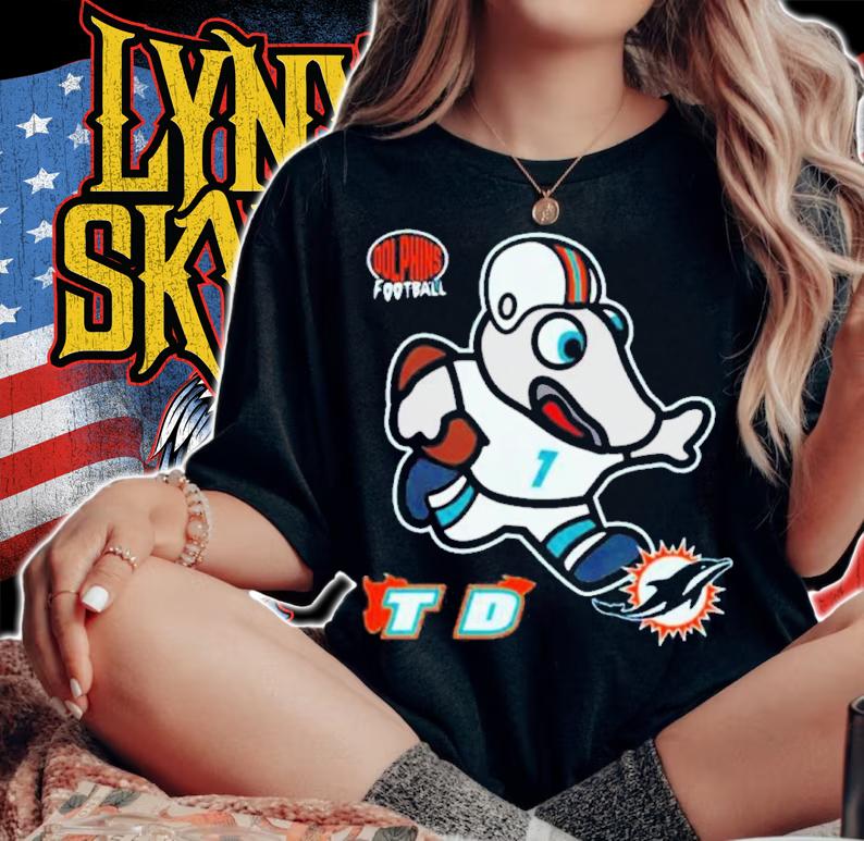 Miami Dolphins Sizzle Mascot Aqua Shirt t-shirt woman shirt