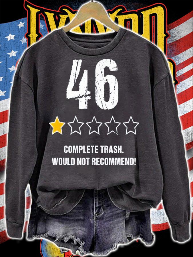 Anti Joe Biden 46 One Star Complete Trash Rating T-Shirt t-shirt