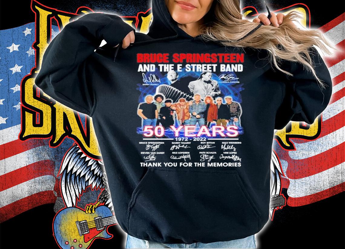 Bruce Springsteen and The E Street band 50 years 1972 2022 thank you for the memories signatures shirt t-shirt
