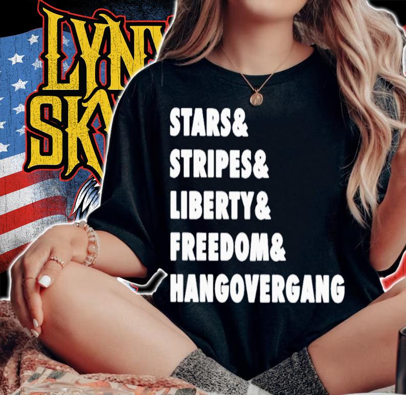 Stars Stripes Liberty Freedom Hangovergang T-Shirt t-shirt woman shirt