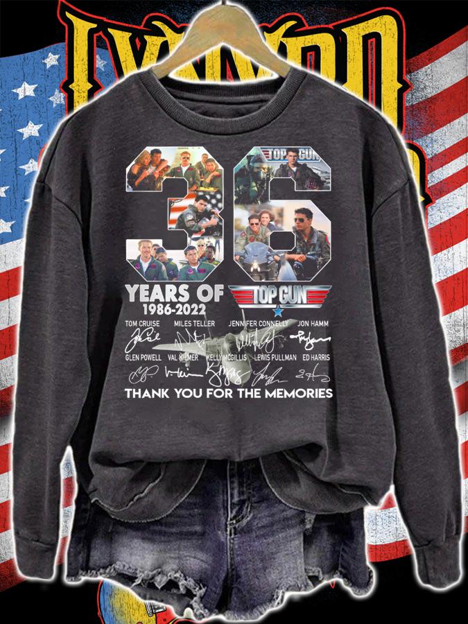 36 Years Of 1986-2022 Top Gun Thank You For The Memories Signatures t-shirt sweatshirt