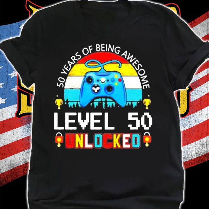 50 Years Of Being Awesome Level 50 Unlocked Vintage T-Shirt t-shirt
