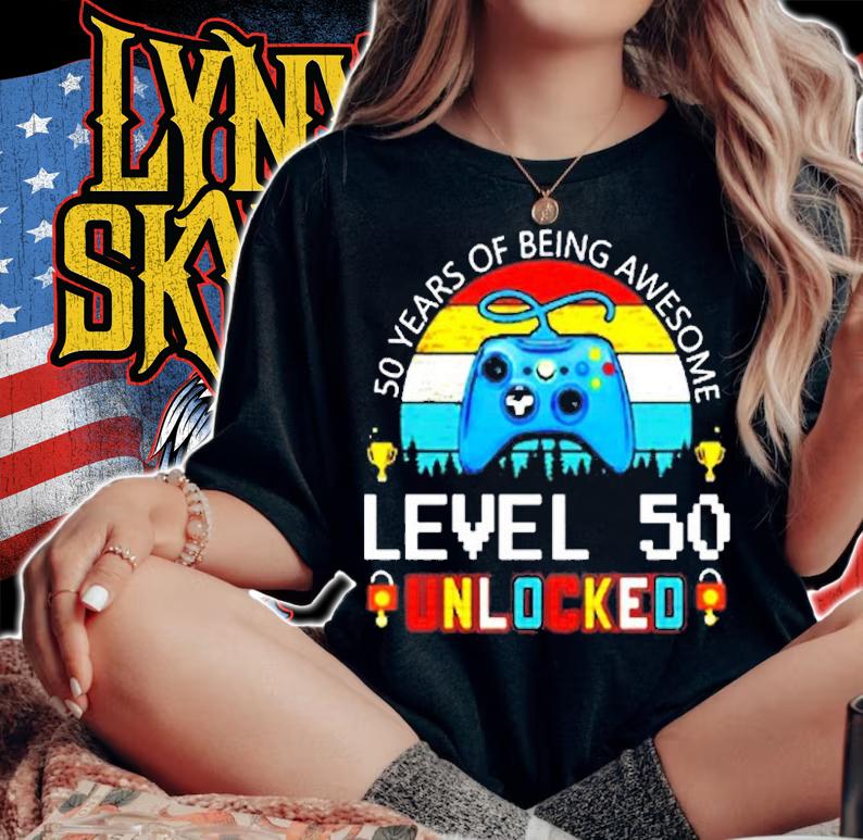 50 Years Of Being Awesome Level 50 Unlocked Vintage T-Shirt t-shirt