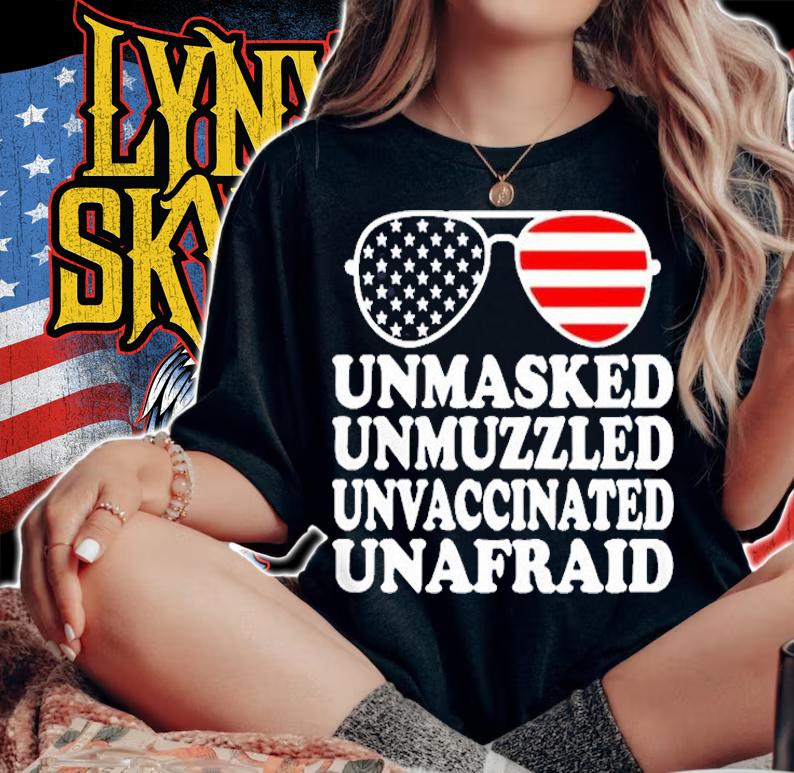 American Flag Patriottakes Unmasked Unmuzzled Unvaccinated Unafraid T-Shirt t-shirt woman shirt