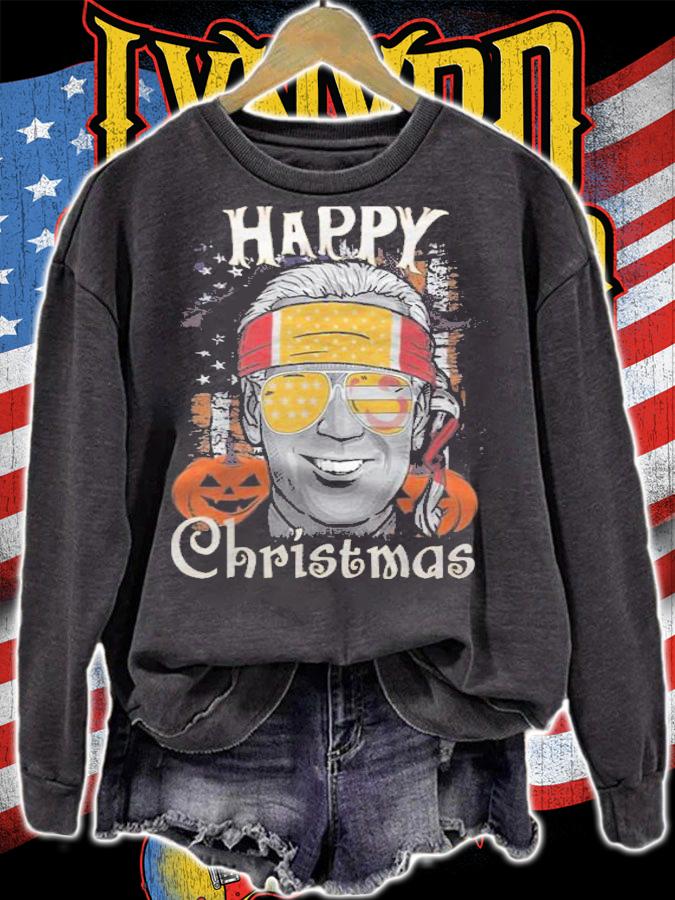 Anti President vintage Anti Joe Biden Happy Christmas Halloween Pumpkin T-Shirt t-shirt sweatshirt