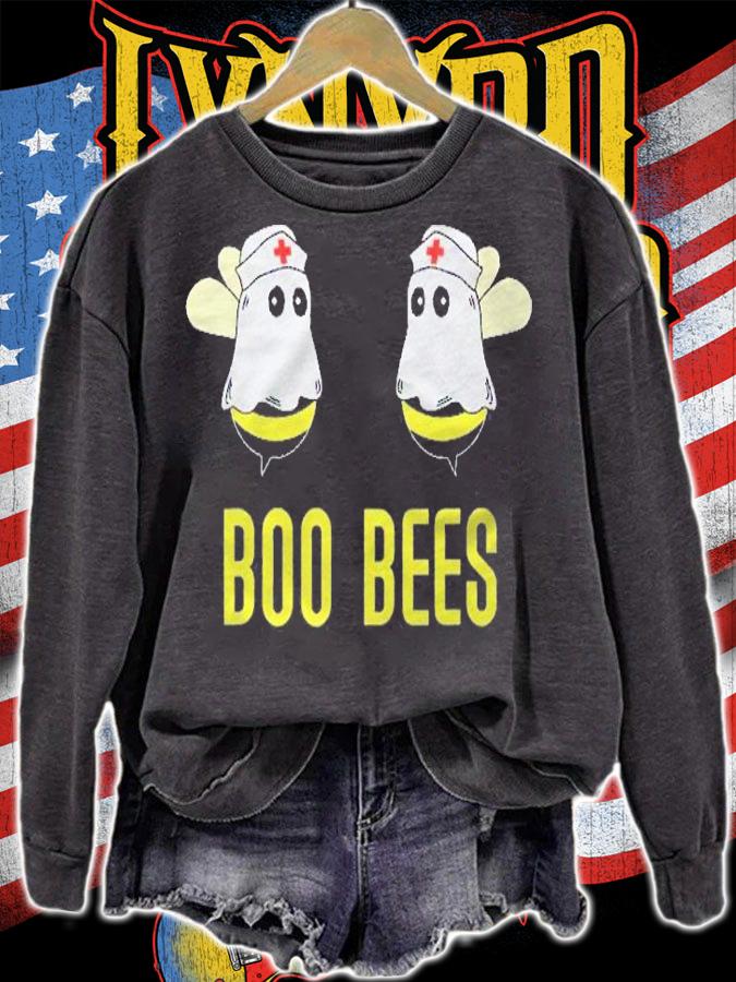 Boo Bees Funny Halloween Nurse Ghost For Adult Her Women Shirt t-shirt sweatshirt