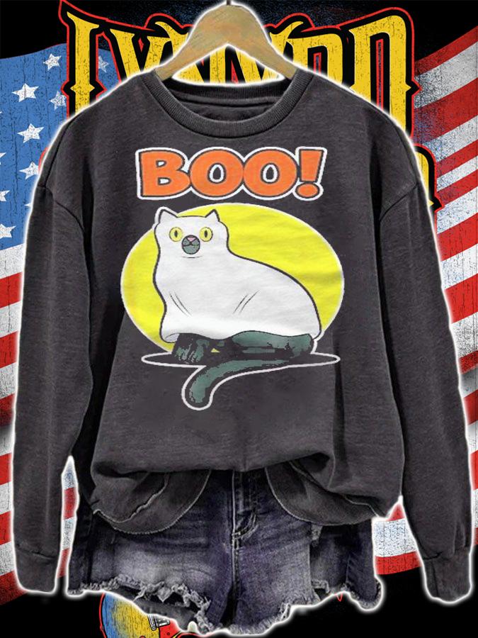 Boo On Halloween For Cat Lover  Ghost Halloween Shirt t-shirt sweatshirt