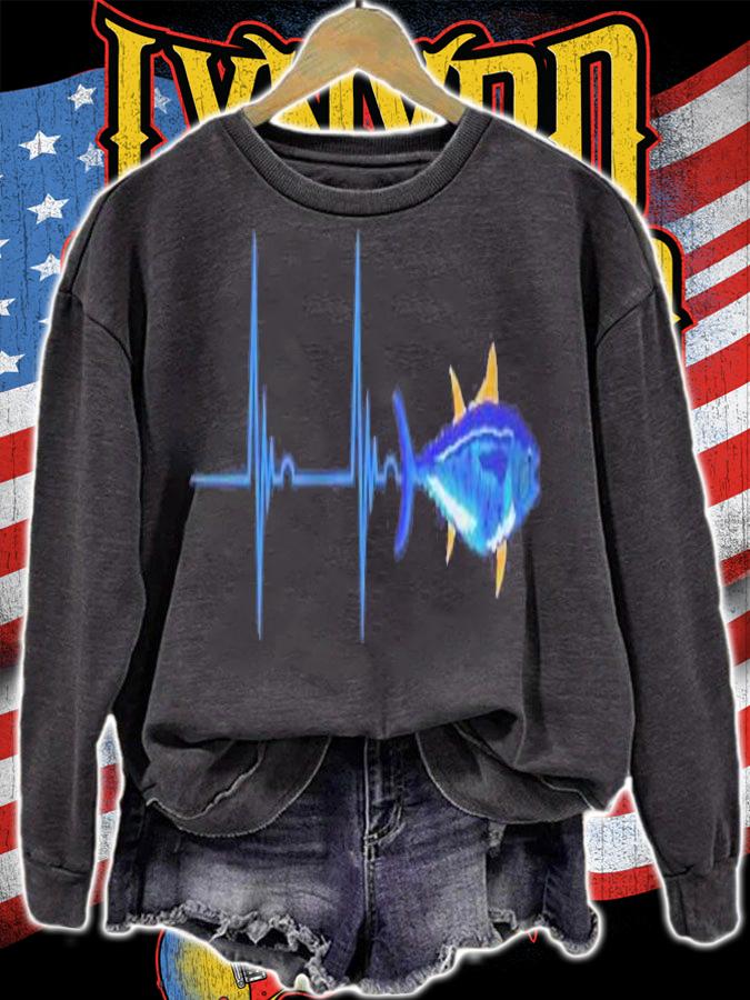 Bluefin Tuna Heartbeat Fish Deep Sea Fishing Pullover T-shirt t-shirt
