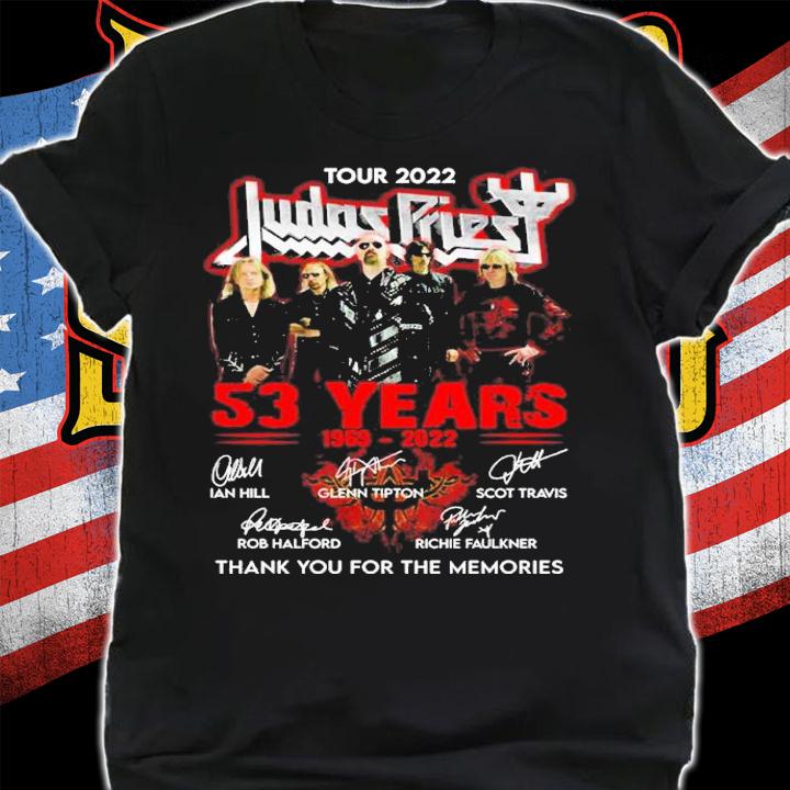 Tour 2022 Judas Priest 53 Years 1969-2022 Signatures Thank You For The Memories Shirt t-shirt