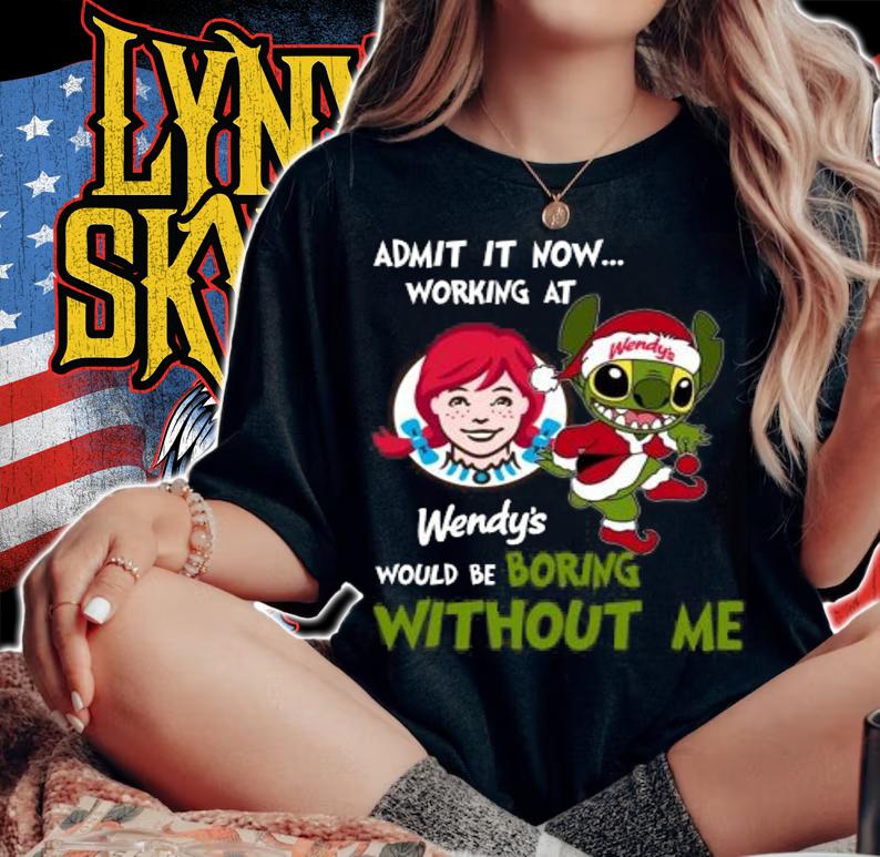 Stitch Admit It Now Working At Wendys Would Be Boring Without Me Christmas t-shirt
