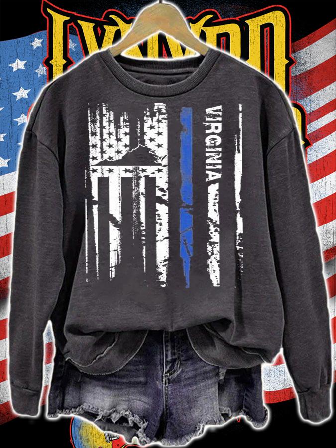Virginia Cop Thin Blue Line LEO Police American Flag T-Shirt t-shirt sweatshirt