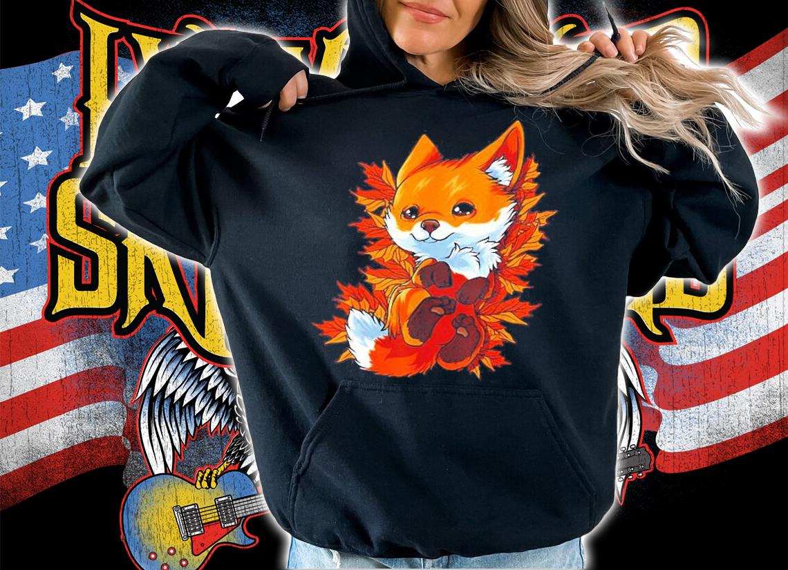 Fox Baby Animal Autumn Fall Leaves Red Forest Shirt t-shirt hoodie