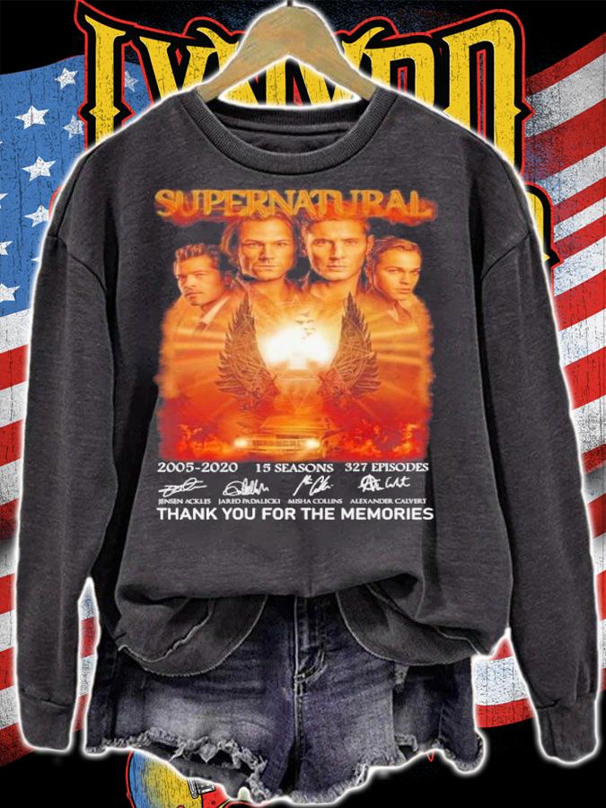Supernatural 2005-2020 15 Seasons 327 Episodes Signatures Thank You For The Memories Shirt t-shirt sweatshirt