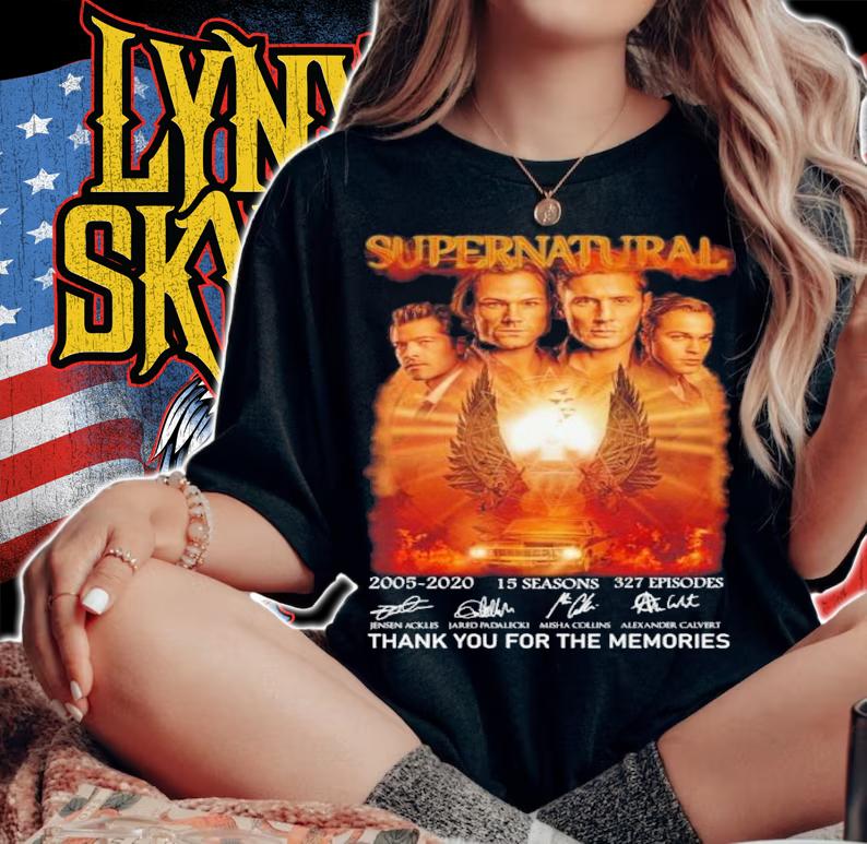 Supernatural 2005-2020 15 Seasons 327 Episodes Signatures Thank You For The Memories Shirt t-shirt woman shirt