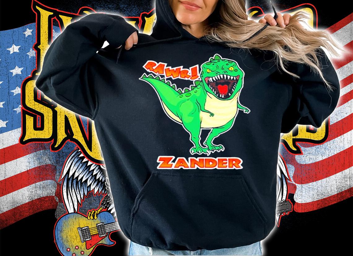 Zander Name Personalized Custom Dinosaur Rawr T-Rex T-Shirt t-shirt
