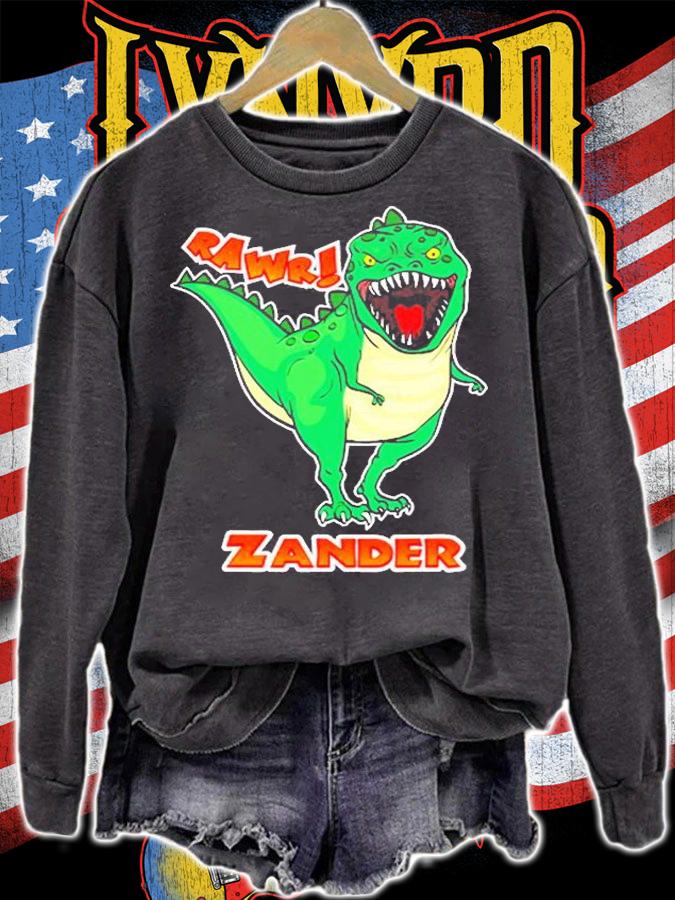 Zander Name Personalized Custom Dinosaur Rawr T-Rex T-Shirt t-shirt