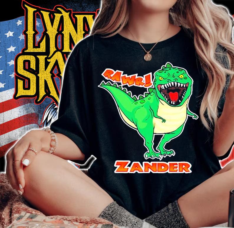 Zander Name Personalized Custom Dinosaur Rawr T-Rex T-Shirt t-shirt