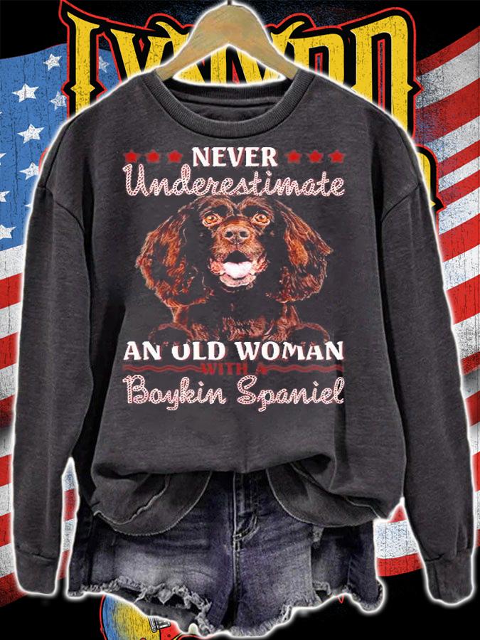 Never Underestimate An Old Woman With A Boykin Spaniel T-Shirt t-shirt sweatshirt