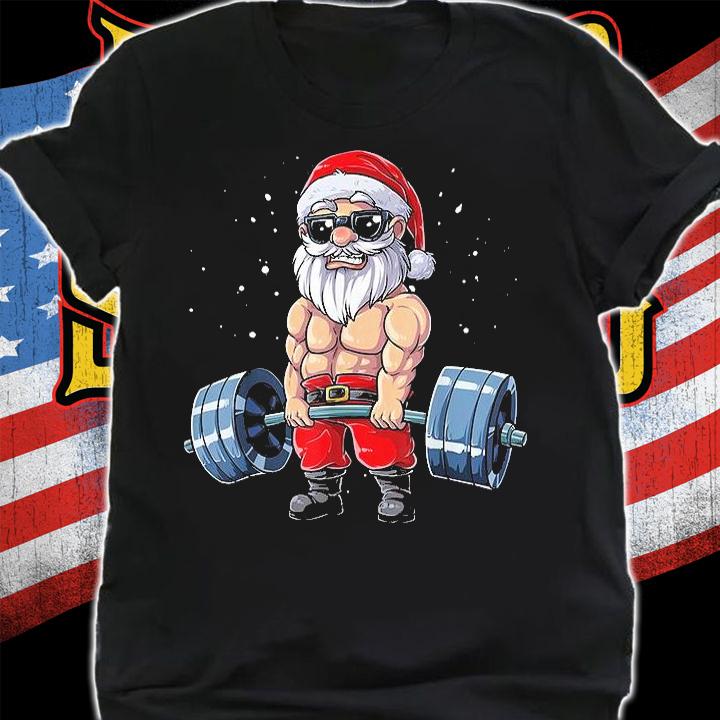 Santa Weightlifting Christmas Fitness Gym Deadlift Xmas Men T-Shirt t-shirt shirt