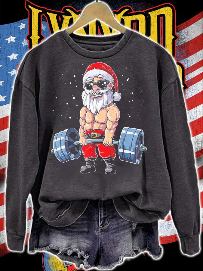 Santa Weightlifting Christmas Fitness Gym Deadlift Xmas Men T-Shirt t-shirt sweatshirt