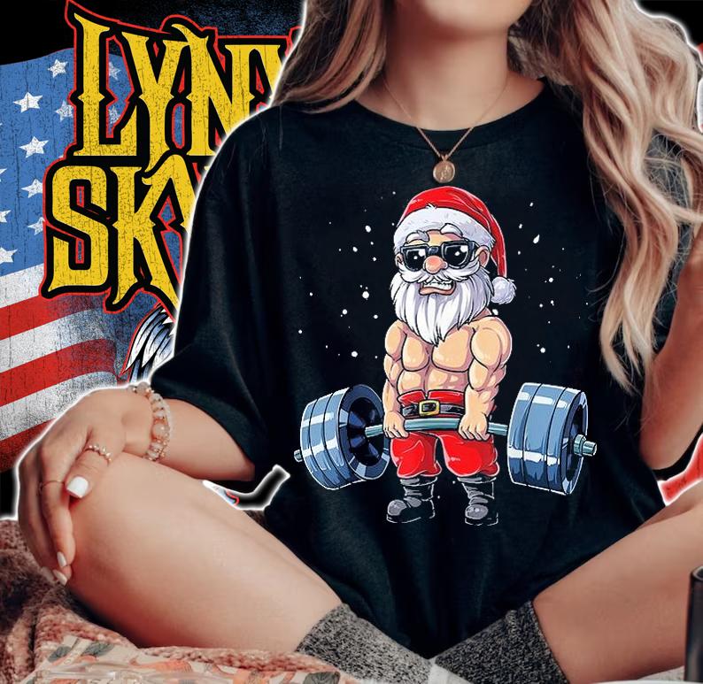 Santa Weightlifting Christmas Fitness Gym Deadlift Xmas Men T-Shirt t-shirt woman shirt