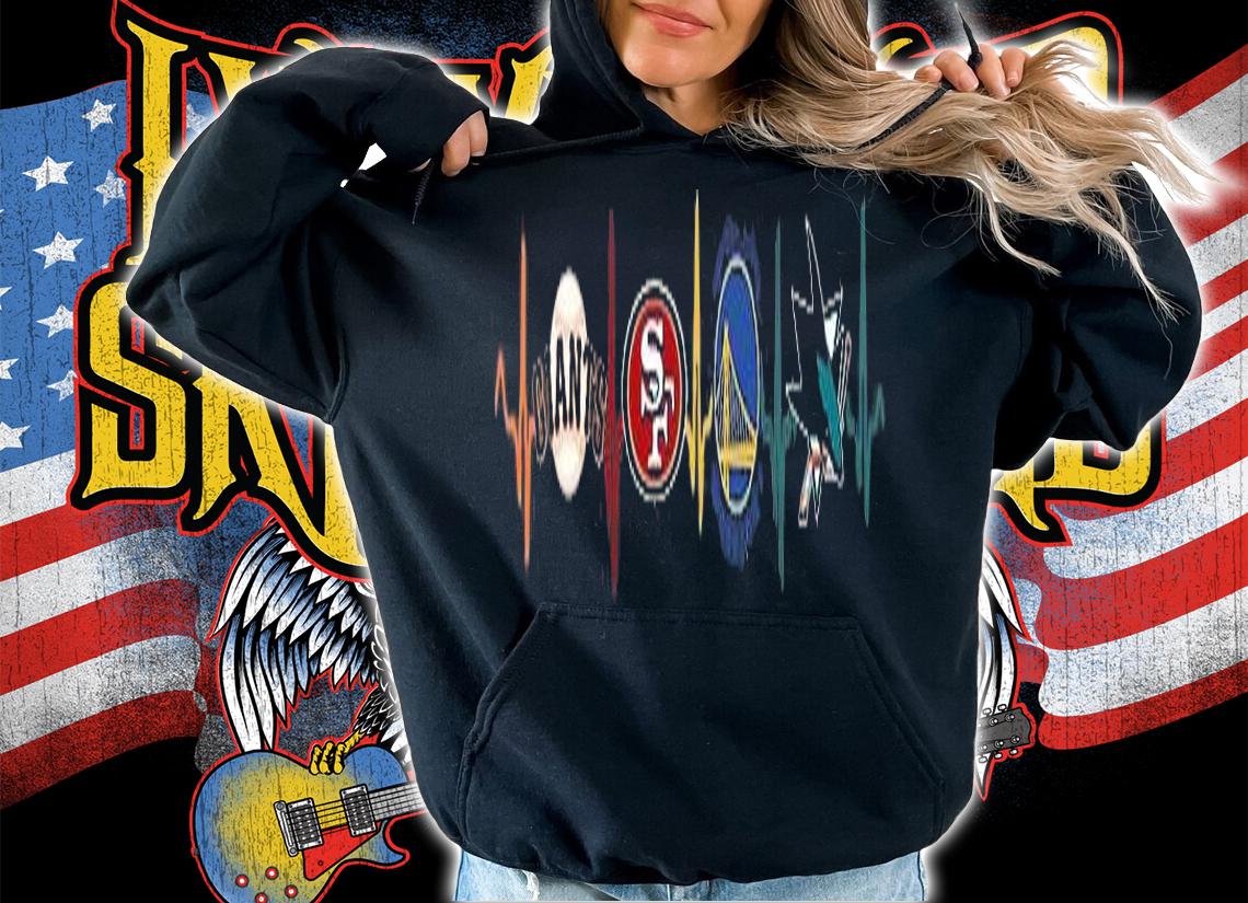 Giants 49ers Warriors Sharks Heartbeat T-Shirt t-shirt hoodie