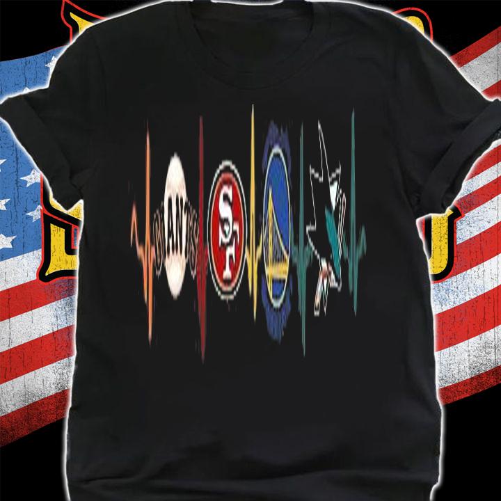 Giants 49ers Warriors Sharks Heartbeat T-Shirt t-shirt shirt