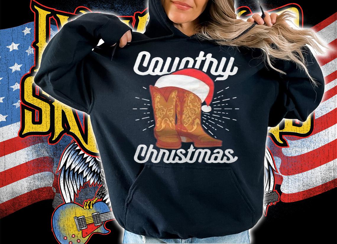 Country Christmas Cowboy Boots Country Music Christmas Shirt t-shirt