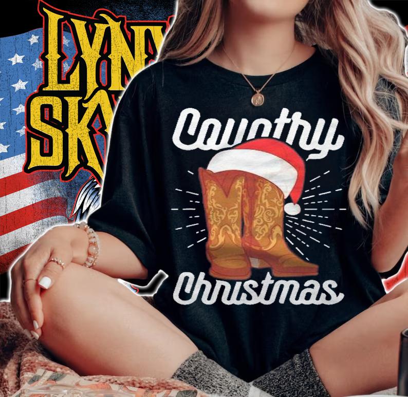 Country Christmas Cowboy Boots Country Music Christmas Shirt t-shirt