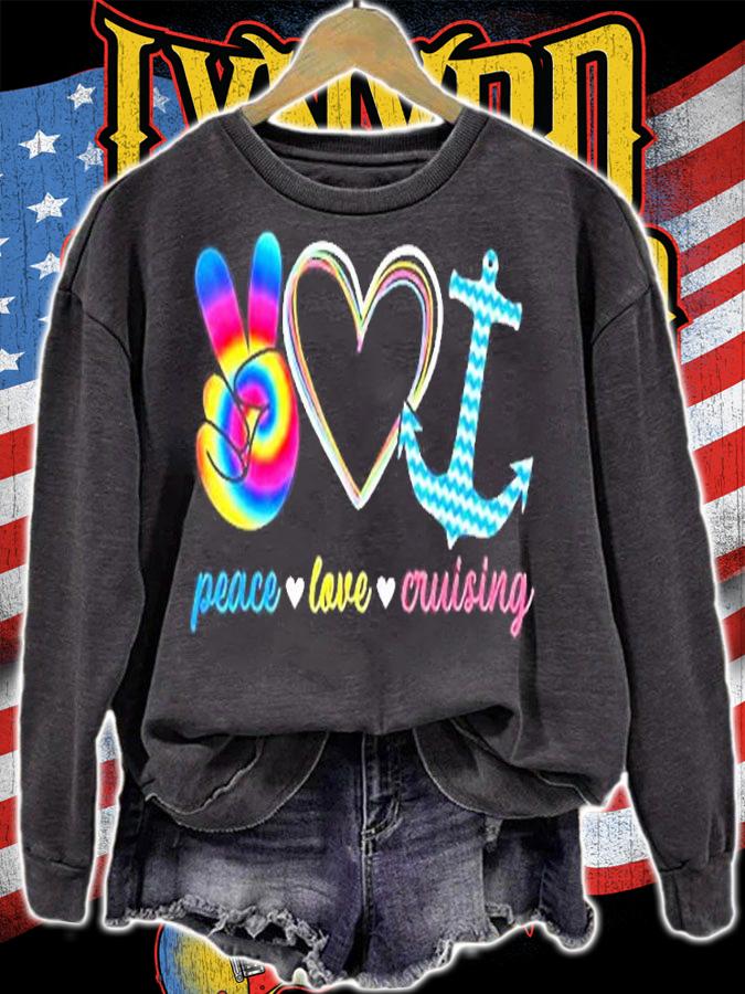 Peace Love Cruising Ship Hippie Floating Ocean Beach Sun T-Shirt t-shirt sweatshirt