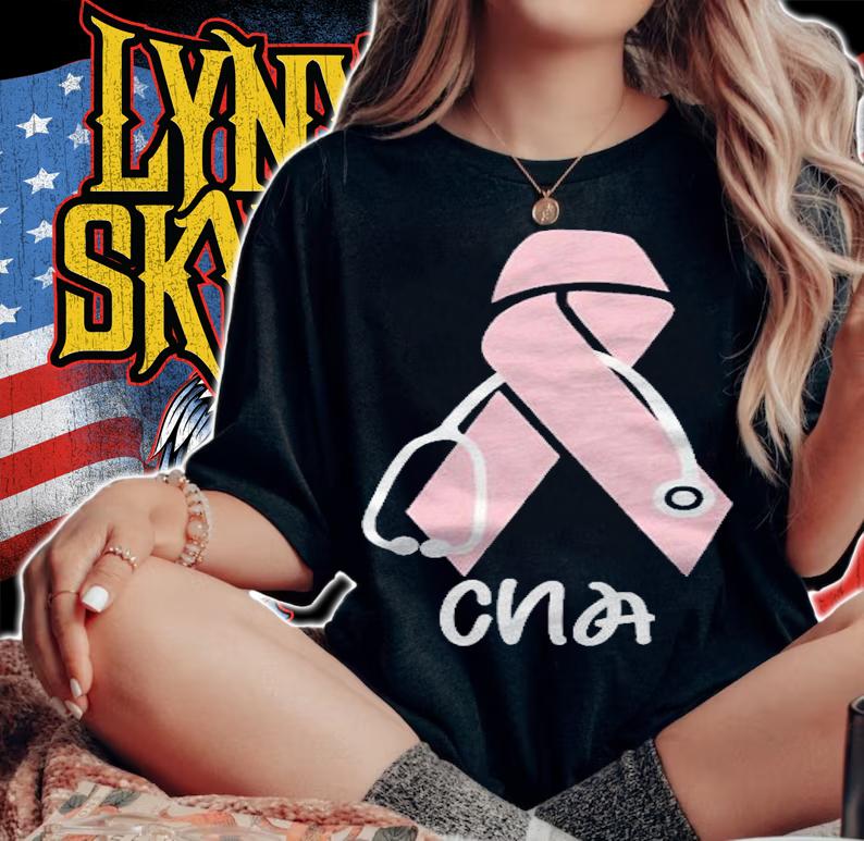 CNA Pink Ribbon Stethoscope Breast Cancer Awareness Gift Shirt t-shirt woman shirt