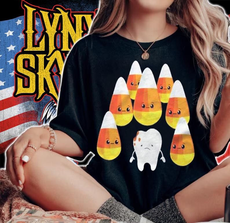 Candy Corn Teeth Cute Halloween Kawaii Shirt woman shirt