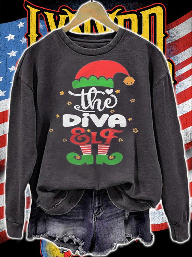 Diva Elf Matching Group Christmas Party Pajama Shirt sweatshirt