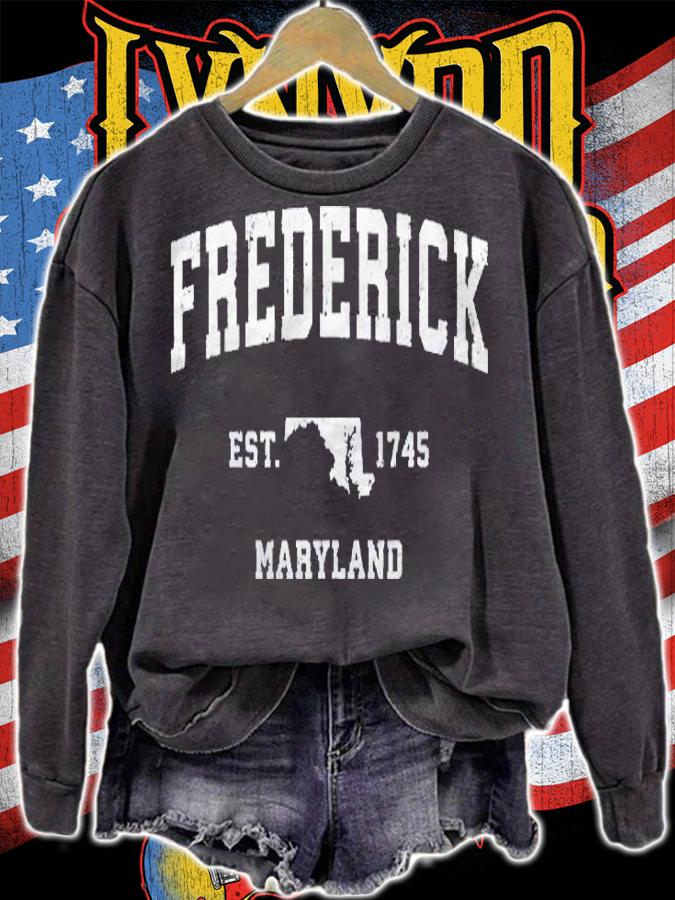 Frederick Maryland Md Vintage Design Pullover Shirt