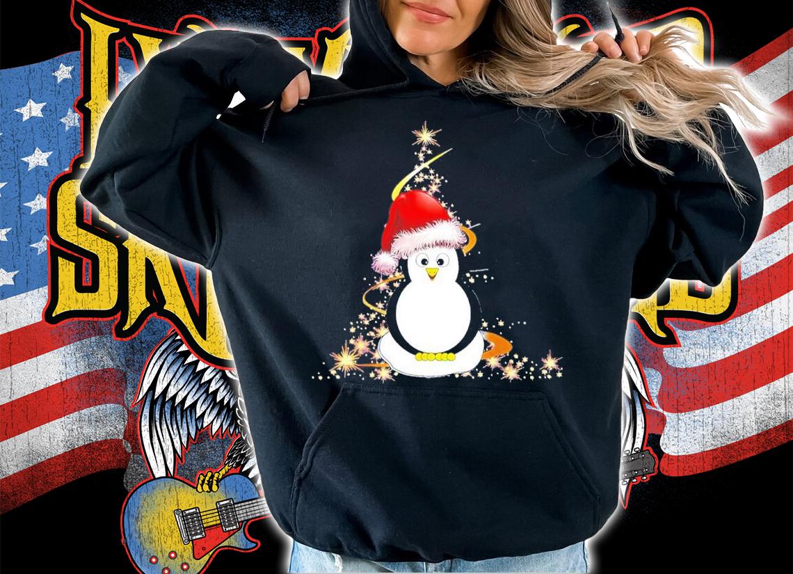 Cute Penguin Santa Hat Christmas Shirt