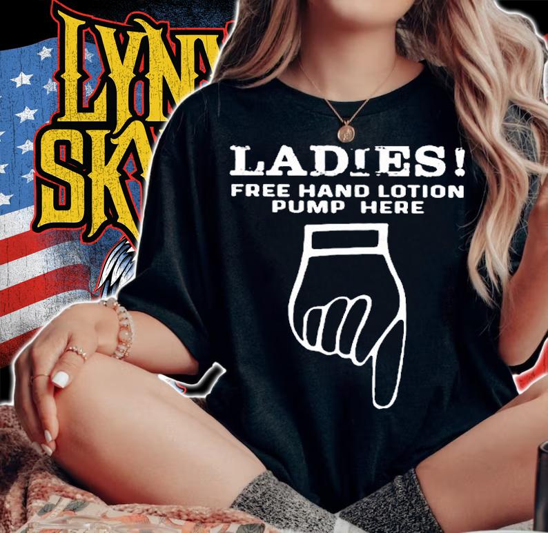 Ladies Free Hand Lotion Pump Here T-Shirt woman shirt