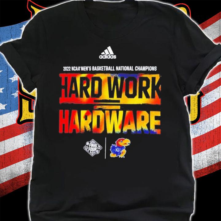 Kansas Jayhawks Adidas Hard Work Hardware NCAA Men's Basketball National Champions 2022 Shirt