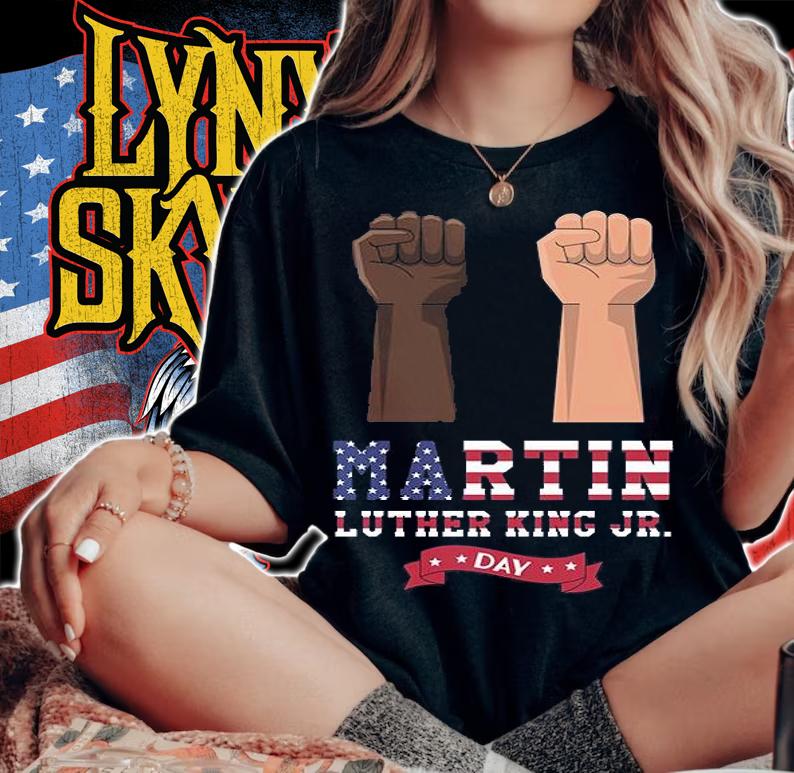 Martin Luther King Day USA Flag T-Shirt woman shirt