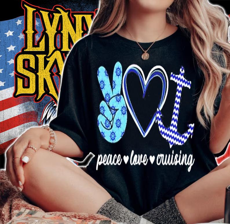 Peace Love And Cruising Ocean Vacation Cruise Ship Anchor T-Shirt woman shirt