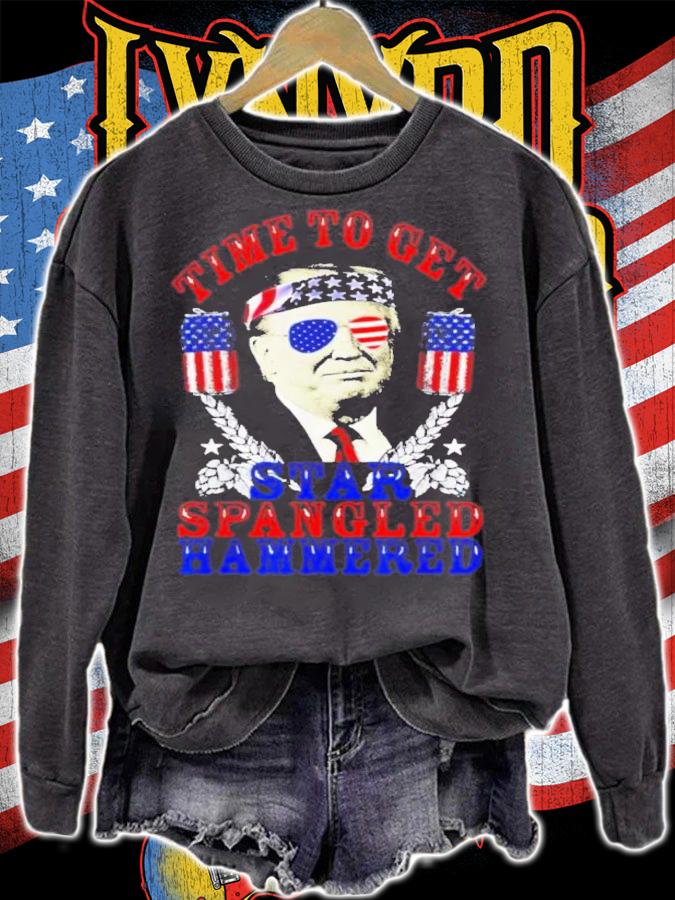 Donald Trump Time To Get Star Spangled Hammered USA Flag Shirt sweatshirt