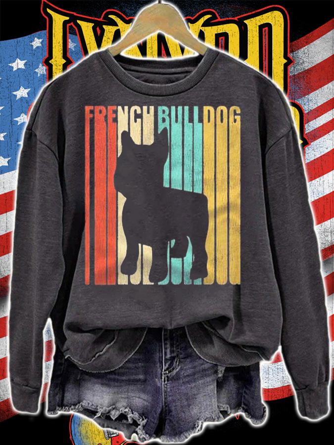 French Bulldog Retro 1970S Dog Frenchie Cracked Distressed Shirt